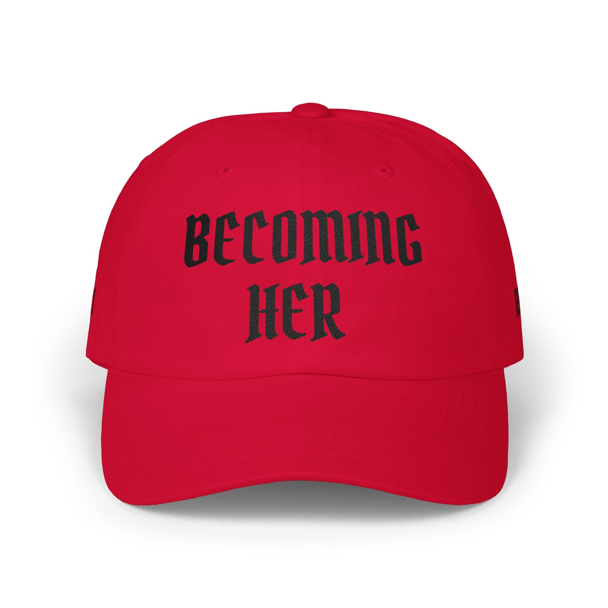 Becoming Her Embroidered Dad Cap — "Becoming Her" Front, "Beautiful" Back