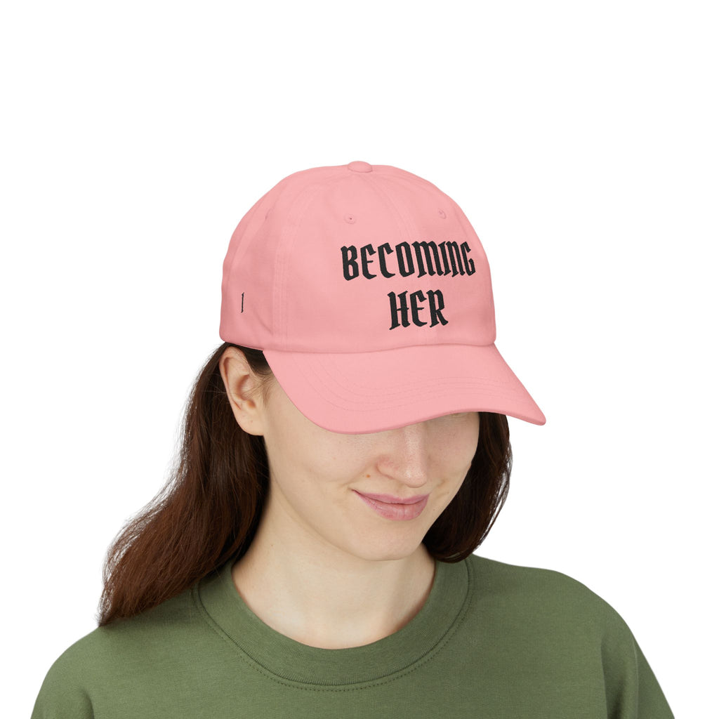 Becoming Her Embroidered Dad Cap — "Becoming Her" Front, "Beautiful" Back