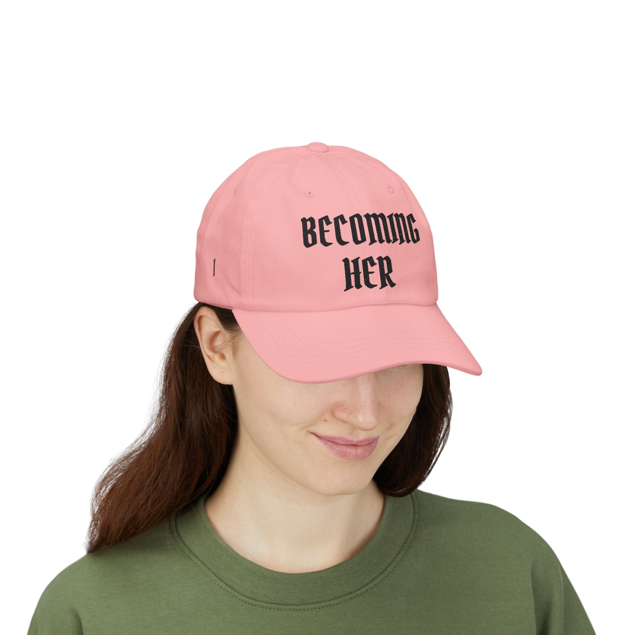 Becoming Her Embroidered Dad Cap — "Becoming Her" Front, "Beautiful" Back