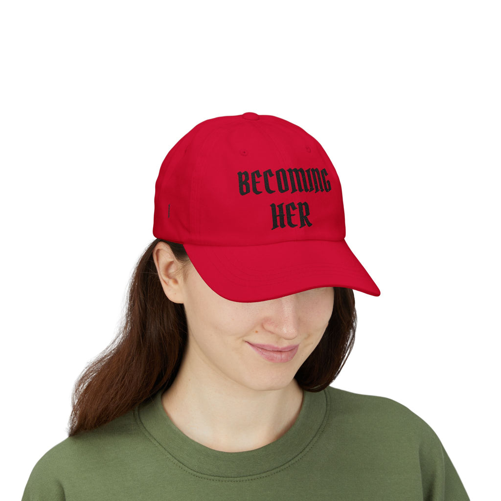 Becoming Her Embroidered Dad Cap — "Becoming Her" Front, "Beautiful" Back