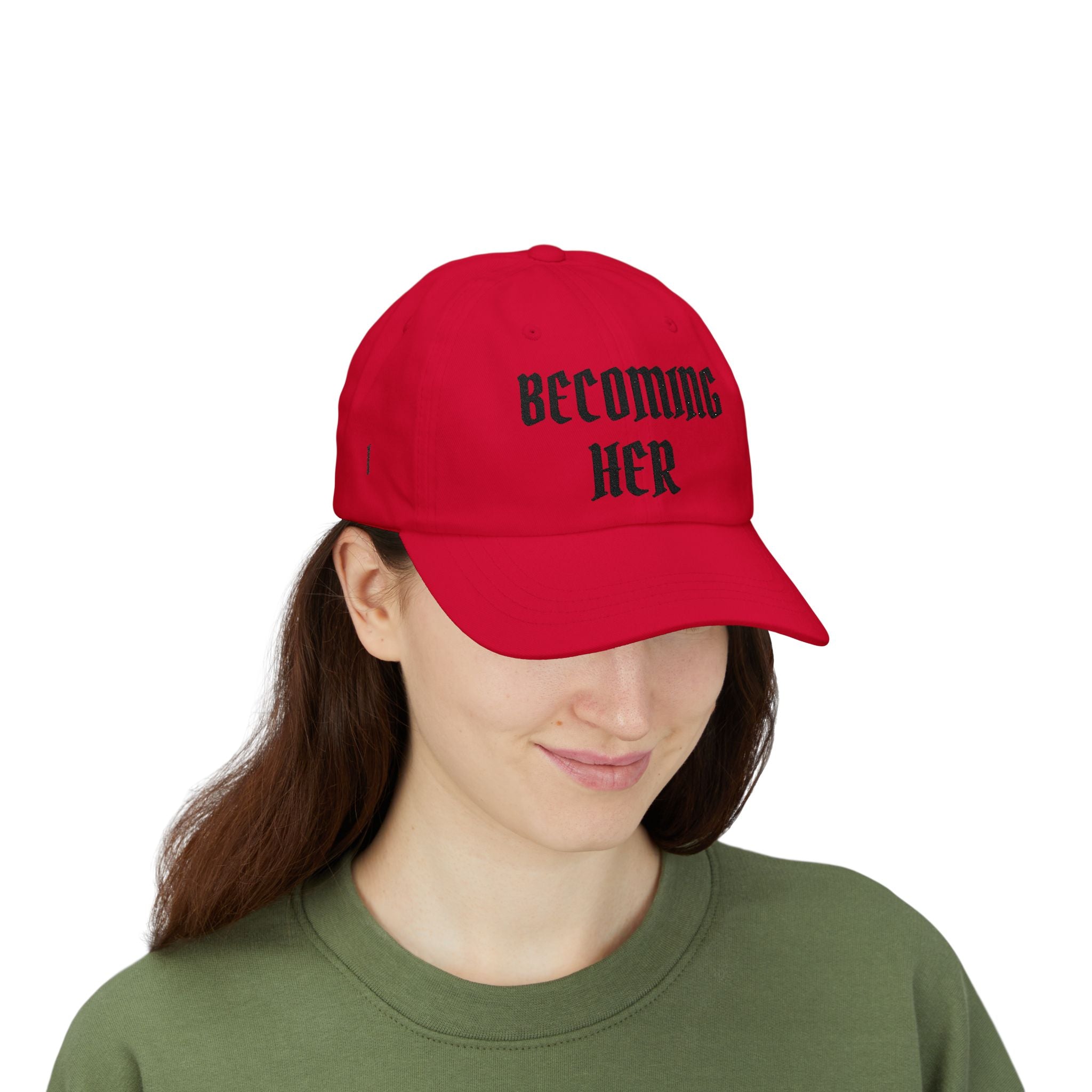 Becoming Her Embroidered Dad Cap — "Becoming Her" Front, "Beautiful" Back