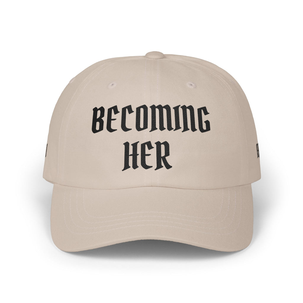 Becoming Her Embroidered Dad Cap — "Becoming Her" Front, "Beautiful" Back