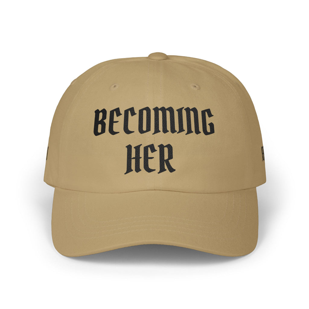 Becoming Her Embroidered Dad Cap — "Becoming Her" Front, "Beautiful" Back