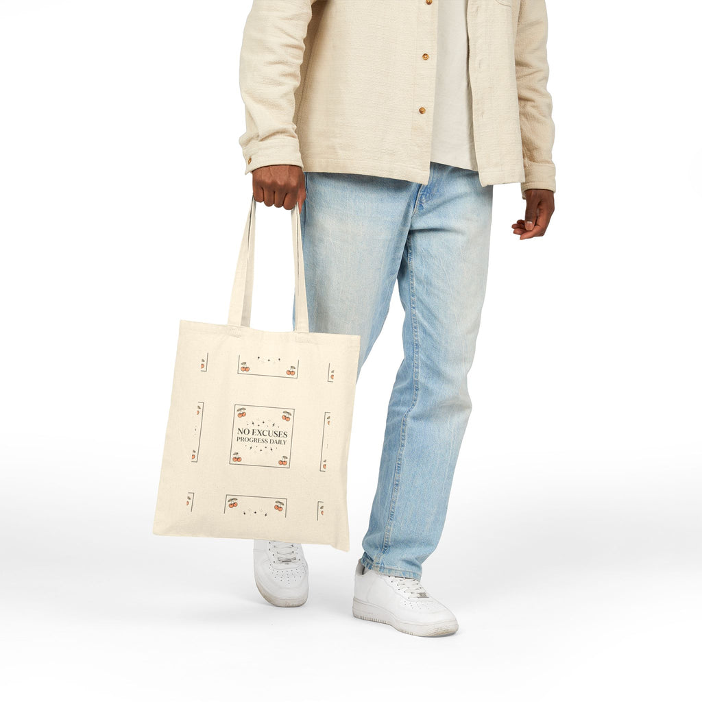 Tote Bag — "No Excuses, One Beautiful Day" Floral Canvas Tote